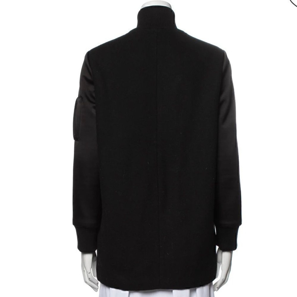 Maje Black Wool Blend & Satin Bomber Jacket - Picture 3 of 7